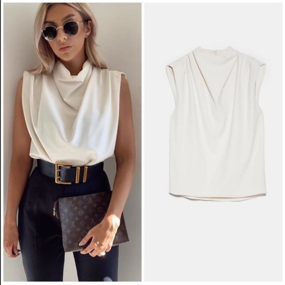 LAST! Zara Pleated Blouse ecru 2348/703 - Picture 4 of 10